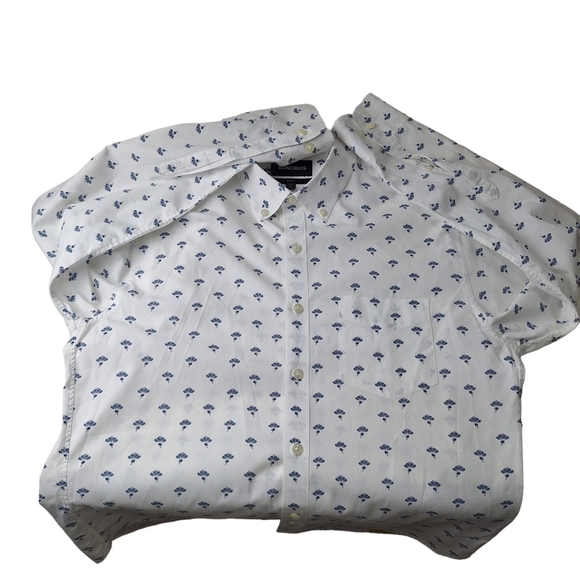 Bonobos Men Medium  Slim Fit White Blue Print Long Sleeve Button‎ Down Shirt - Picture 4 of 10